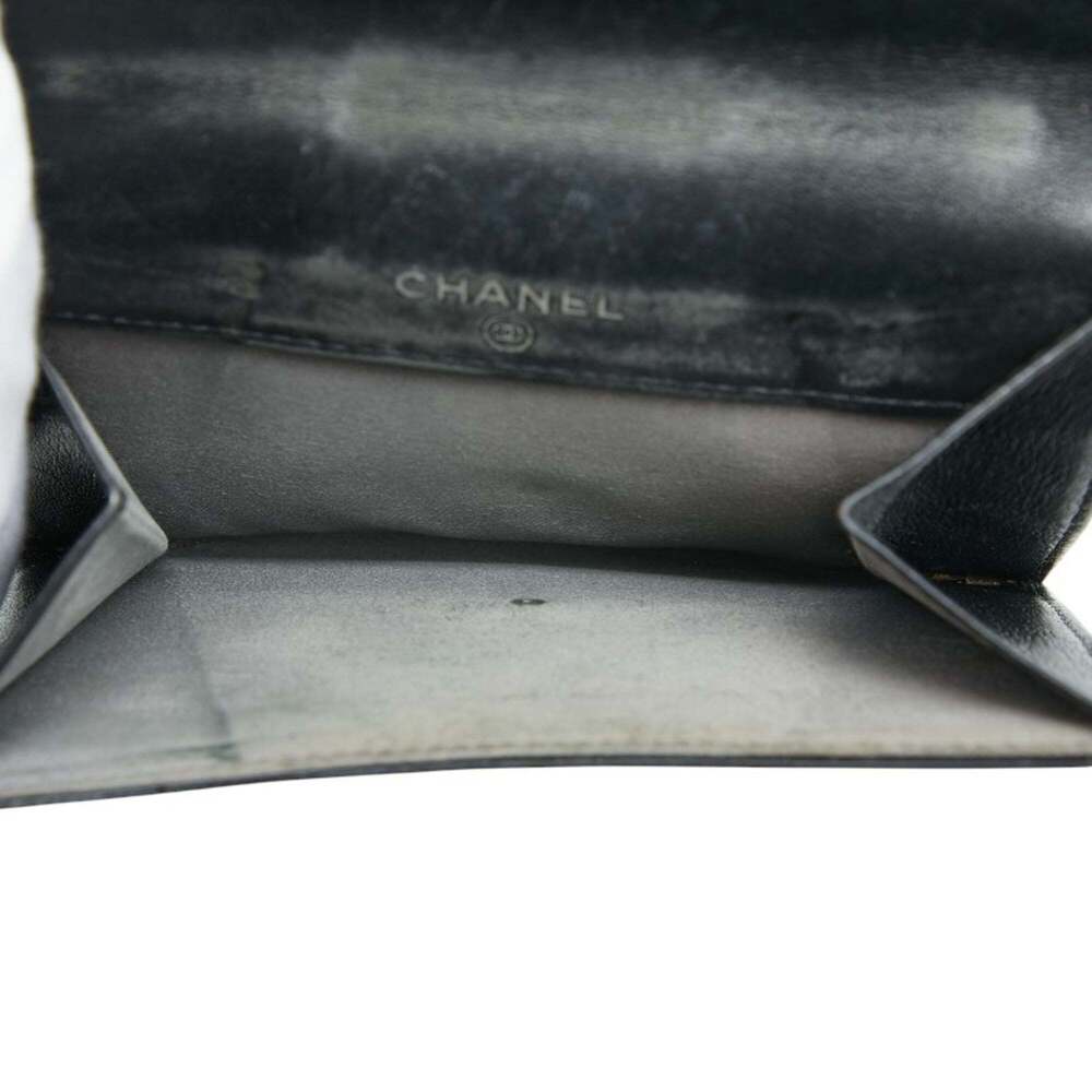 CHANEL Authentic Black Leather Logo Wallet - Picture 8 of 10